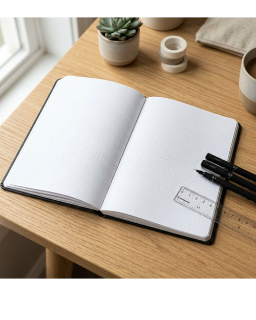 Zylocraf Dotted Grid Notebook A5 Lay Flat 192 Pages Black
